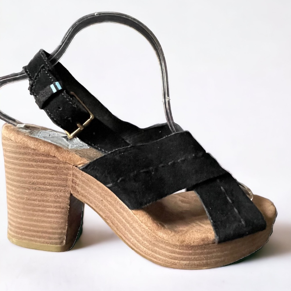 TOMS Black Suede Heels • Size 8 • Women - Picture 1 of 5